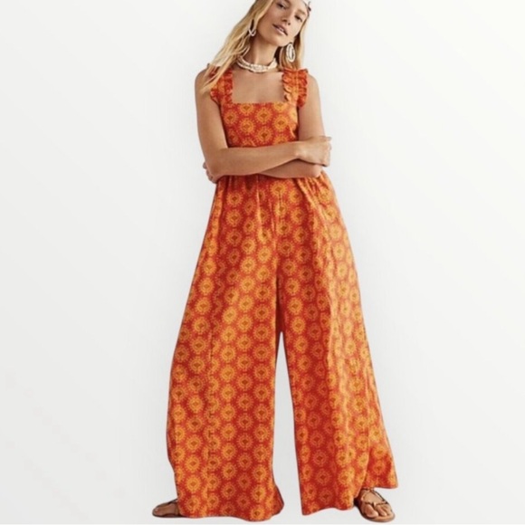 Free People Katya Wide Leg Bow Jumpsuit - Picture 2 of 8